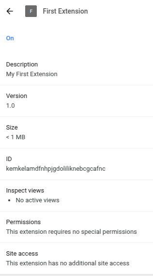 Figure: \caption{Listing the details and permissions of a single extension.}
